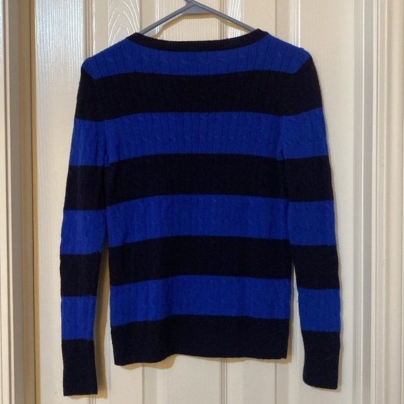 Talbots Lambswool nautical striped, cable knit sweater in small petite - Picture 4 of 5